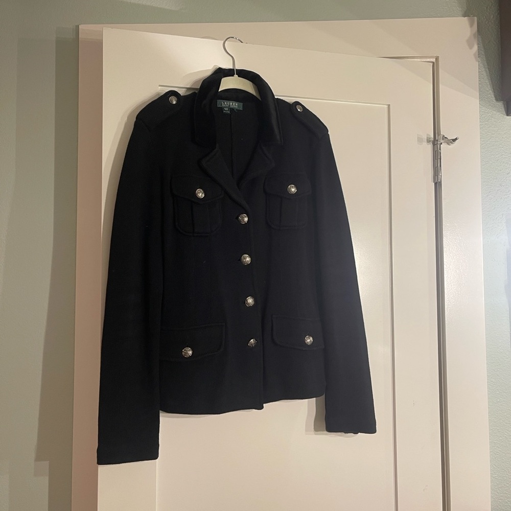Lauren Ralph Lauren Elegant Black Cotton Blazer